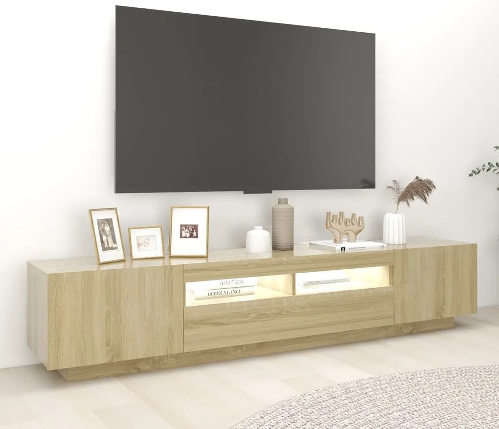 vidaXL Έπιπλο Τηλεόρασης με LED Sonoma Δρυς 200 x 35 x 40 εκ.