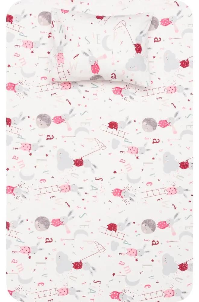 Borea Σεντόνια Κούνιας Φανελένιο Σετ Sleepy Ροζ (2) 120 x 160 cm + 30 x 40 cm Ροζ