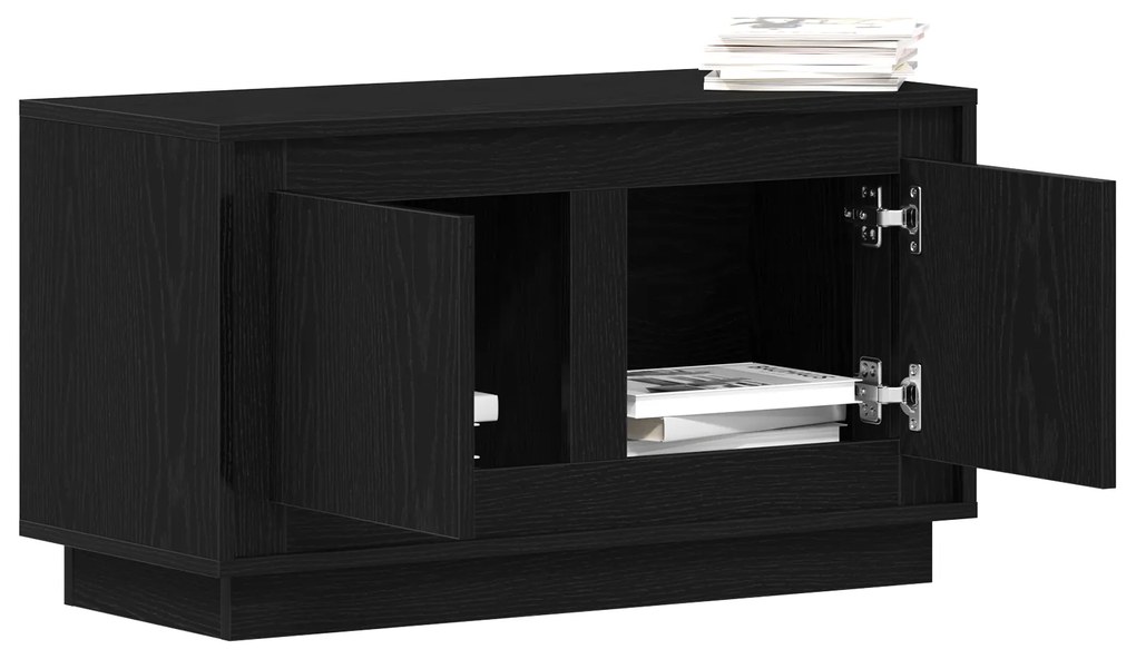 vidaXL Βάση τηλεόρασης Μαύρο Δρυς 80x35x45 εκ Κατασκευασμένο ξύλο