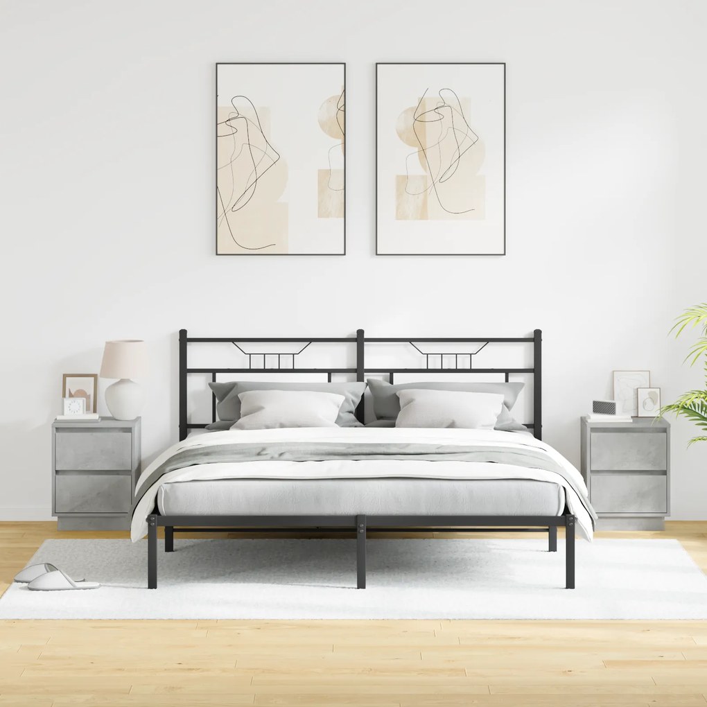 vidaXL Κομοδίνα με LED Φώτα 2 τμχ Γκρι Σκυρόδεμα 39x34.5x50 εκ