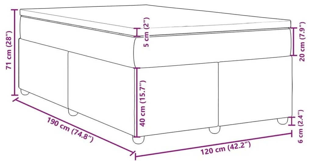 Κρεβάτι Boxspring με Στρώμα Ανοιχτό Γκρι 120x190 εκ. Υφασμάτινο - Γκρι