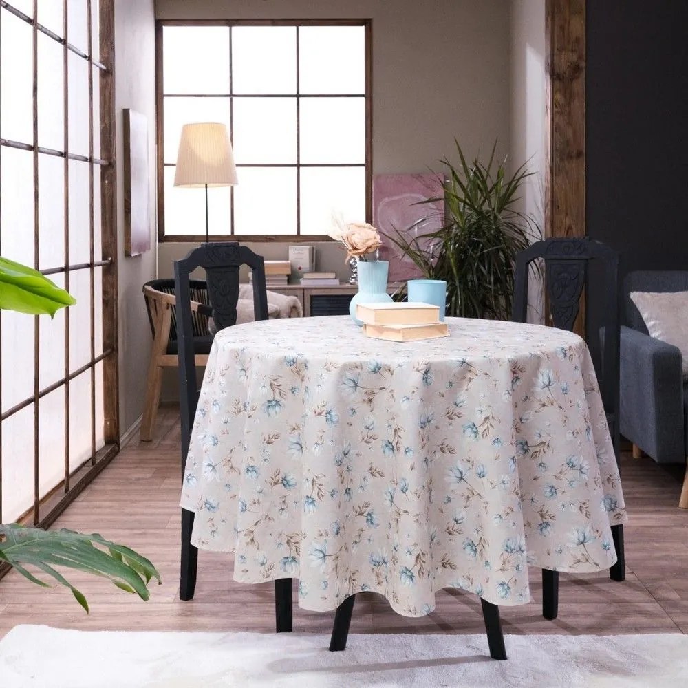 Τραπεζομάντηλο Altea Beige Teoran Διάμετρος 180cm Βαμβάκι-Πολυέστερ