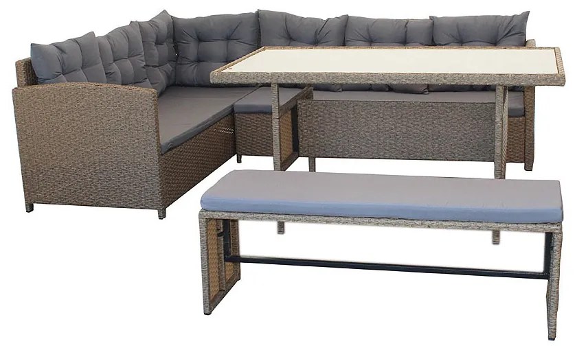 Σετ κήπου "ELIZABETH" από wicker σε χρώμα φυσικό 249/164x72x74 100-02572