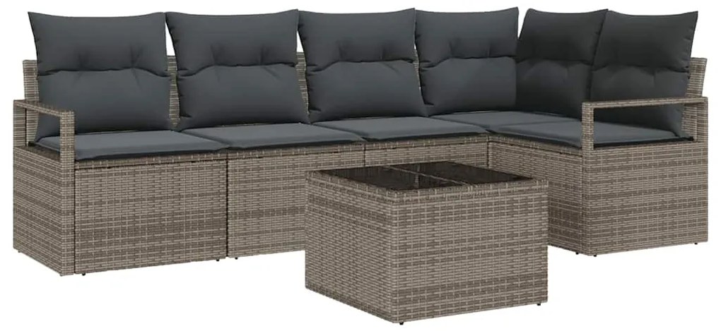 vidaXL Σετ Καναπέ Κήπου 6 pcs Γκρι Πολυ ράταν