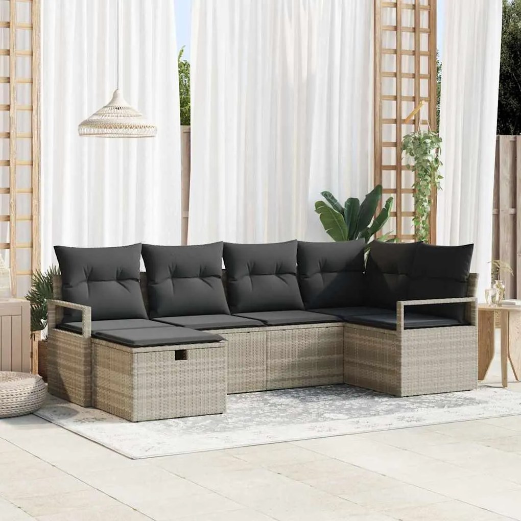 vidaXL Σετ Καναπέ Κήπου 6 pcs Ανοιχτό γκρι 232 x 122 x 85 εκ.
