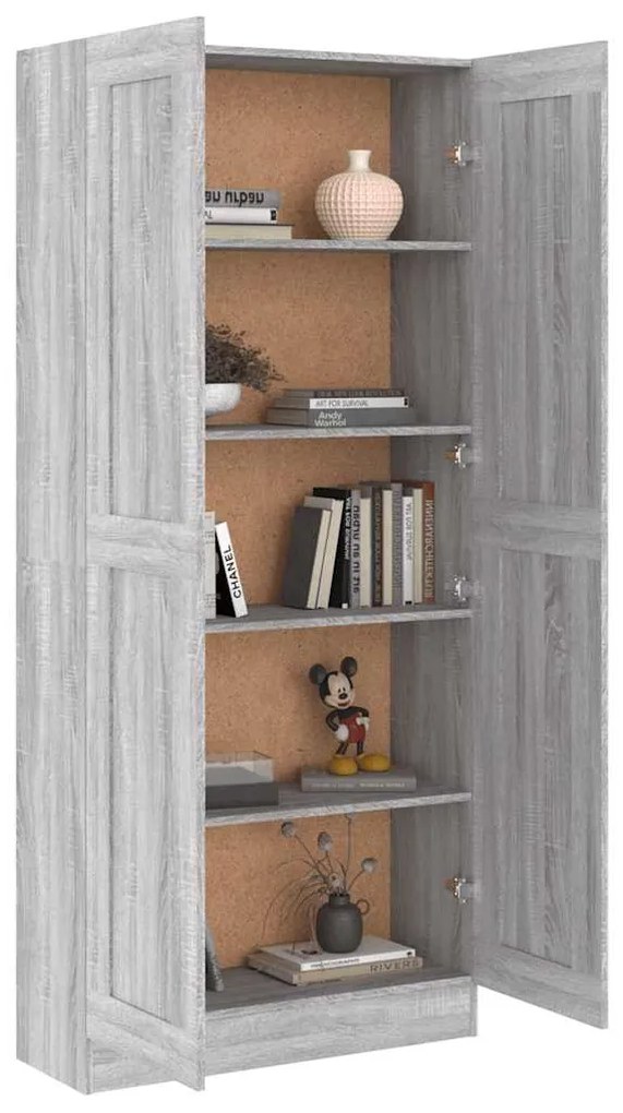 vidaXL Βιβλιοθήκη Γκρι Sonoma 82,5x30,5x185,5 εκ. Επεξεργασμένο Ξύλο
