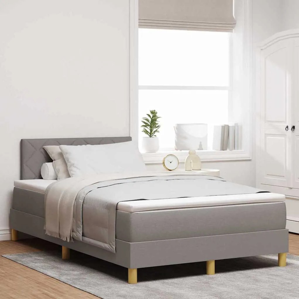 vidaXL Κρεβάτι box spring με στρώμα Taupe 120 x 200 cm ύφασμα