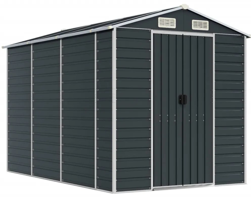 vidaXL Αποθήκη Κήπου Ανθρακί 191x300x198 εκ. Γαλβανισμένο Ατσάλι