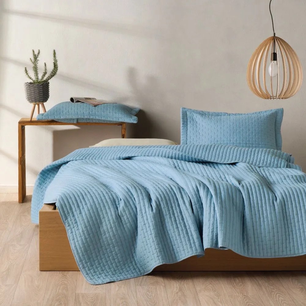 Κουβερλί Mason 19 (Σετ 3τμχ) Blue Kentia King Size 260x240cm Microfiber-Polyester