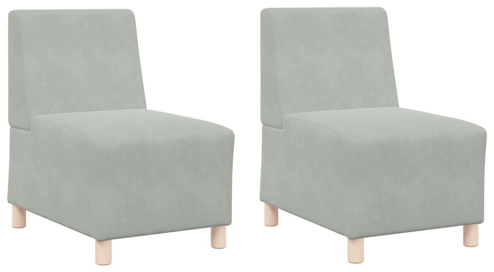 vidaXL Καναπέδες 2 pcs Ανοιχτό γκρι 55 x 74 x 82 εκ. Βελούδο