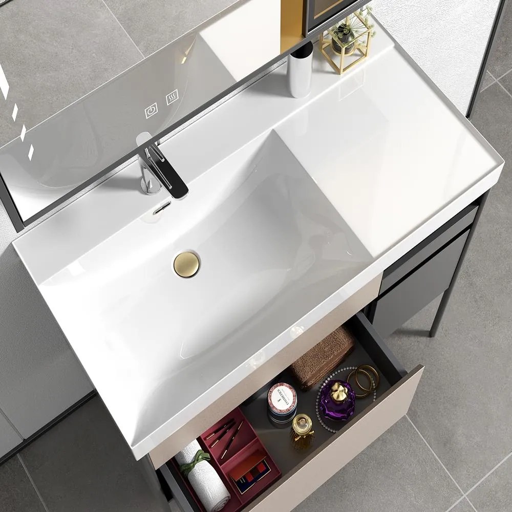 Σετ Επίπλου Mπάνιου ELITE 80 Plywood Smoke Grey 80x50x170 εκ.