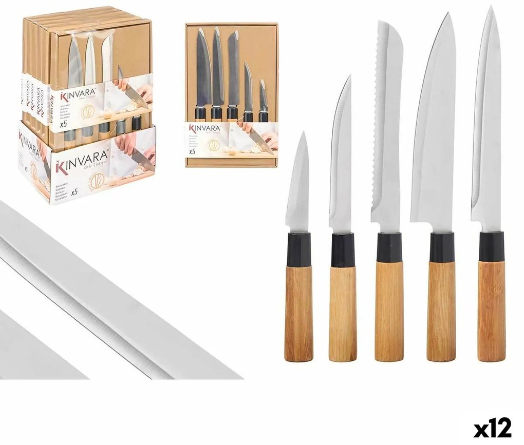 Σετ Μαχαιριών Kinvara SJ6533B Καφέ Μέταλλο Bamboo (12 Μονάδες)