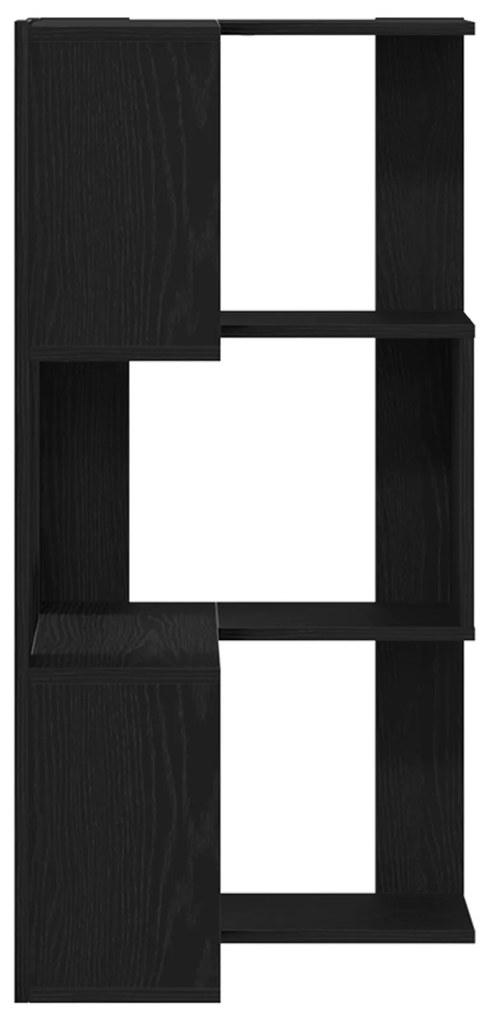 vidaXL Γωνιακή Βιβλιοθήκη 3-Ράφια Μαύρη Δρυς 50x50x102 εκ. Κατασκευασμένο Ξύλο