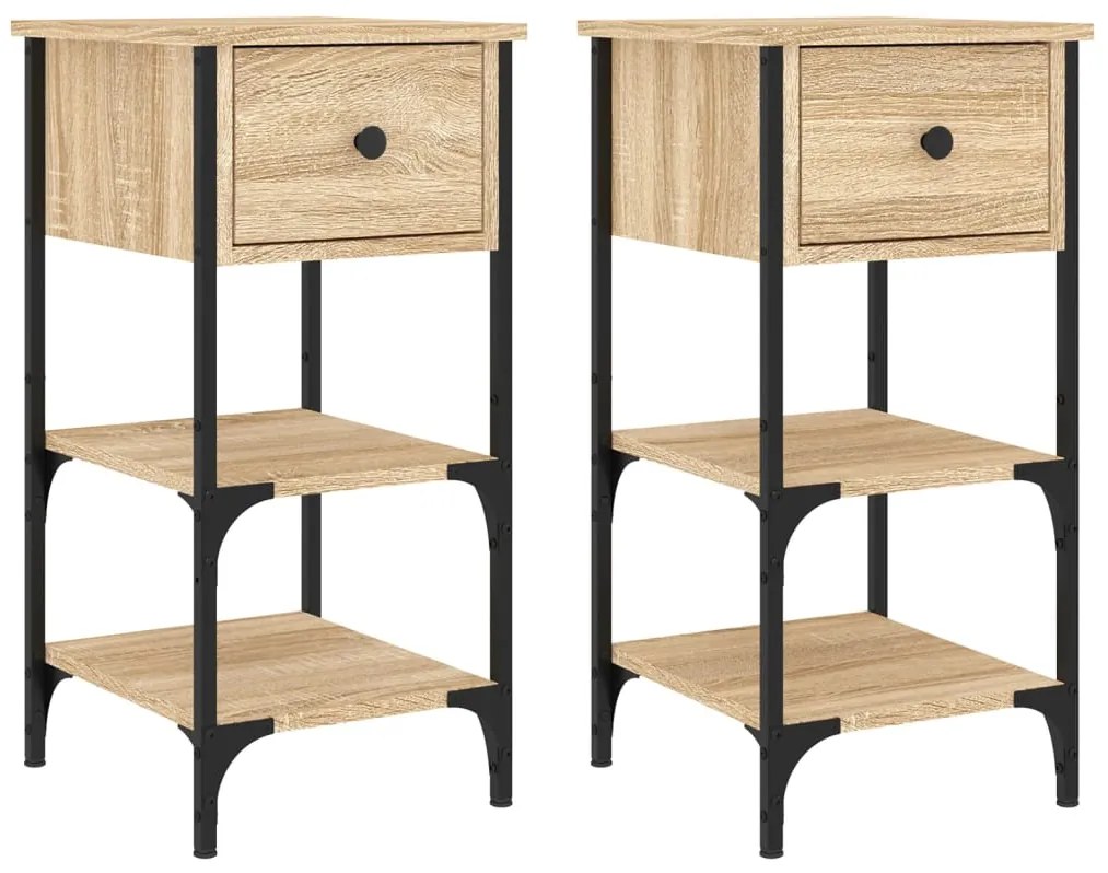 vidaXL Κομοδίνα 2 τεμ. Sonoma Δρυς 34x36x70 εκ. από Επεξεργασμένο Ξύλο