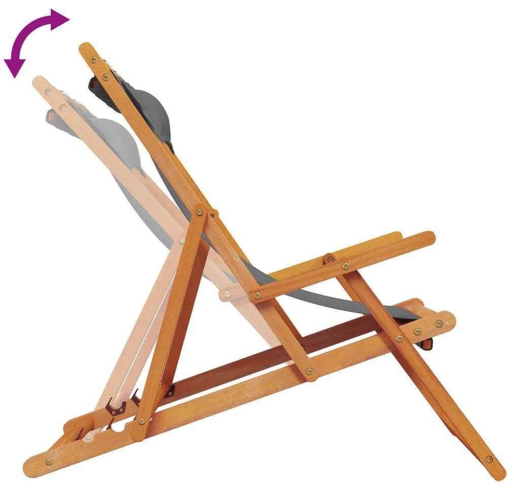 vidaXL Καρέκλες Παραλίας Πτυσσόμενες 2 τεμ. Γκρι Υφασμάτινες