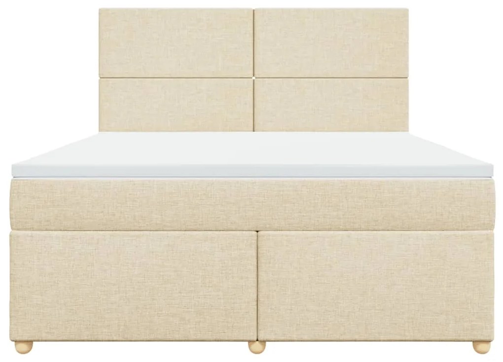 vidaXL Κρεβάτι Boxspring με Στρώμα Κρεμ 180x200 εκ. Υφασμάτινο