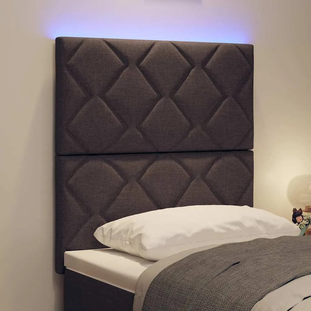 vidaXL Κεφαλάρι με φώτα λωρίδας LED Ανοιχτό γκρι 80 cm ύφασμα