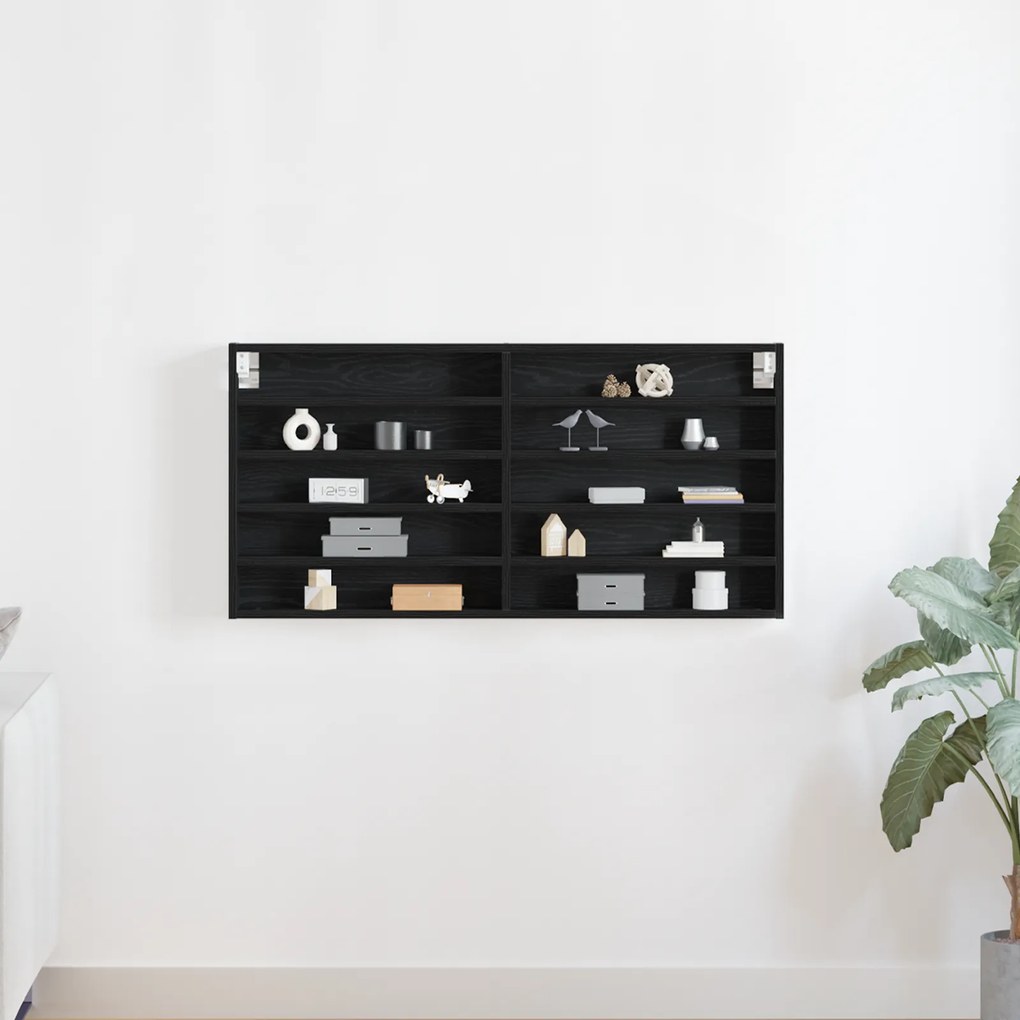 vidaXL Βιτρίνα με ράφι Μαύρη δρυς 100 x 8.5 x 50 cm Επεξεργασμένο ξύλο
