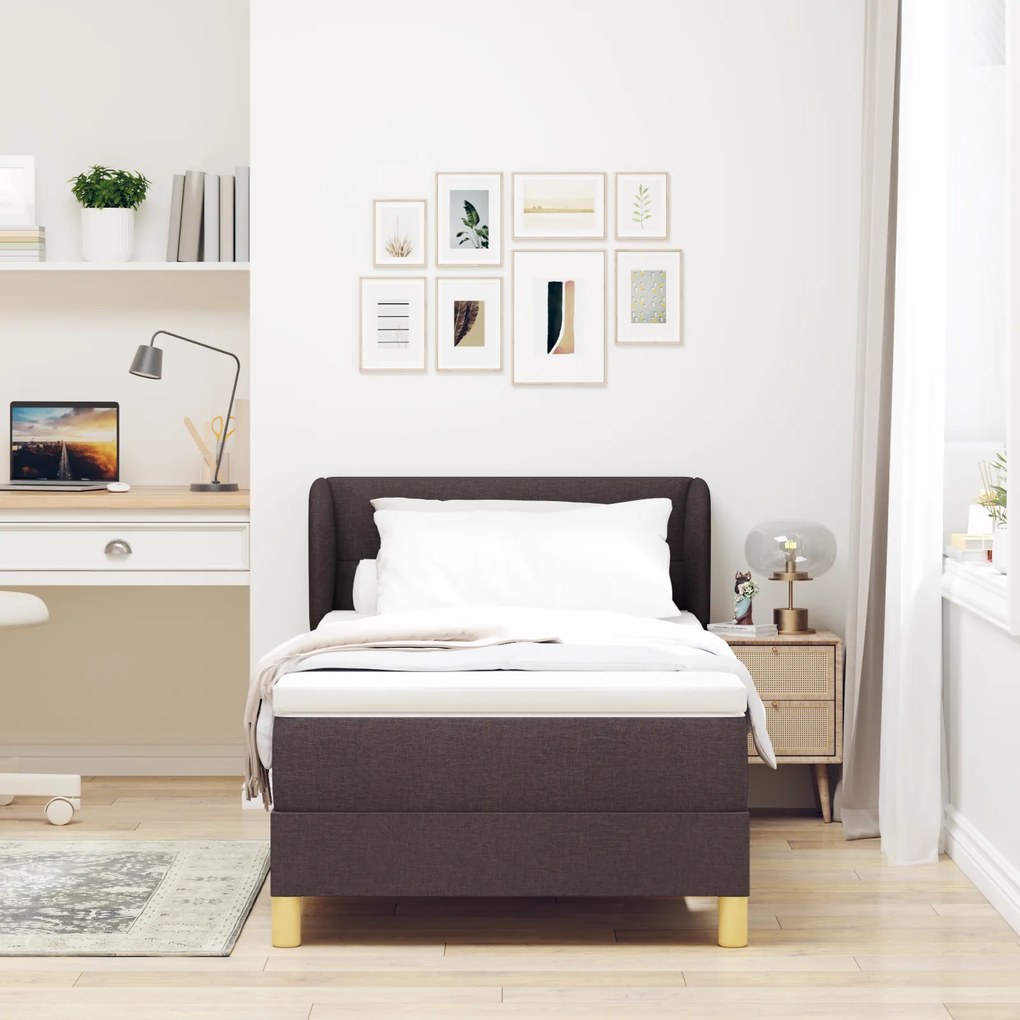vidaXL κρεβάτι Box Spring με στρώμα καφέ 80x200 εκ. ύφασμα