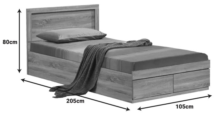 Κρεβάτι Olympus pakoworld με συρτάρι σε φυσική απόχρωση 100x200εκ (1 τεμάχια)