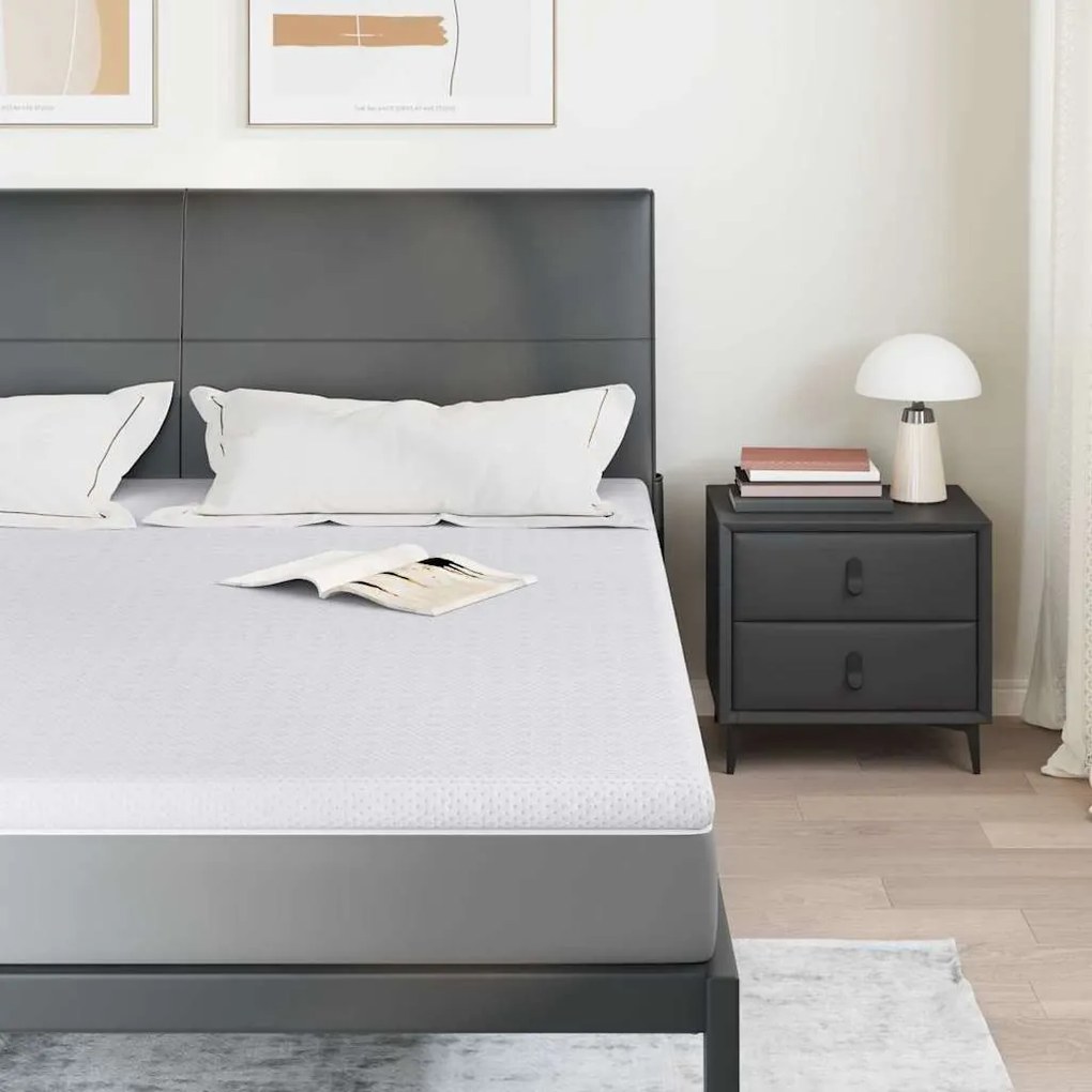 vidaXL Στρώμα επικάλυψης Λευκό 200 x 200 x 6 εκ Υφασμα Jacquard