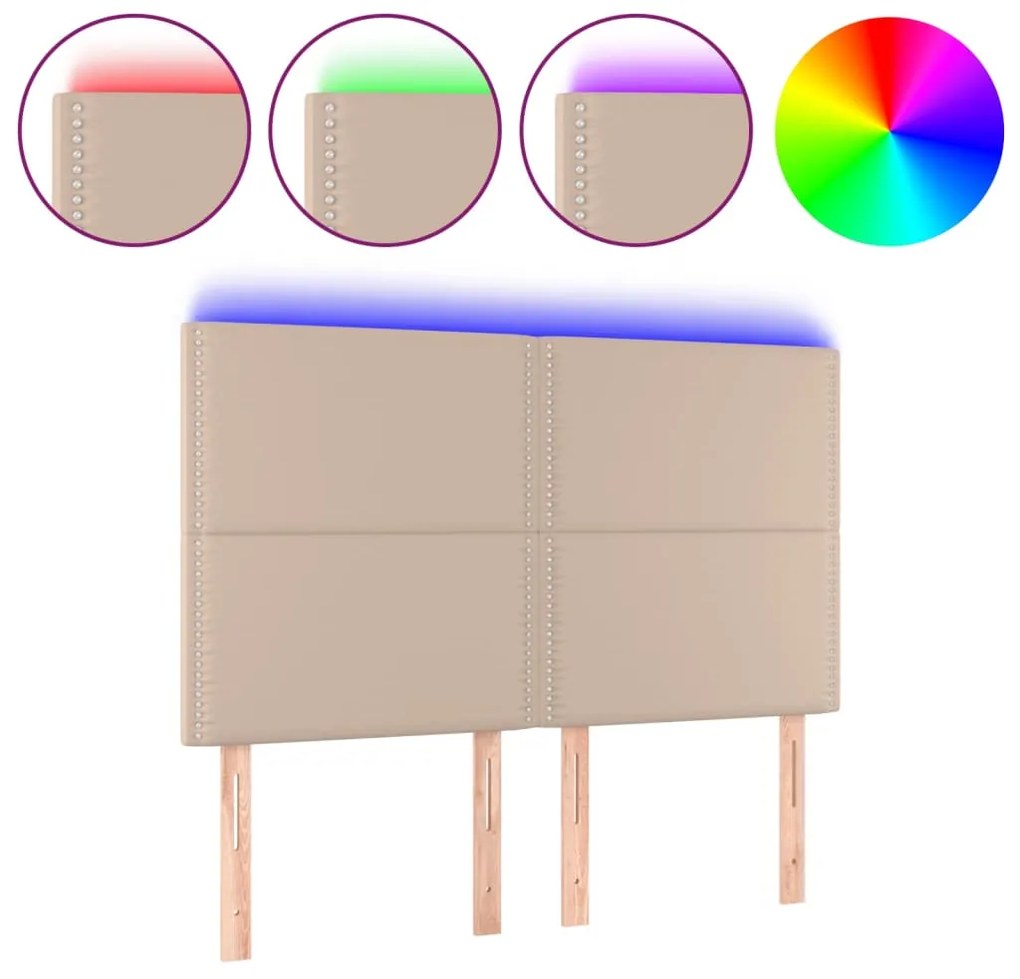 vidaXL Κεφαλάρι Κρεβατιού LED Καπουτσίνο 144x5x118/128 εκ