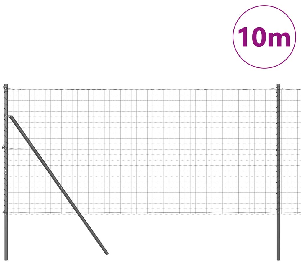 vidaXL Ευρωπαϊκή Περίφραξη με 7 Πόλους 1.4x10 μ Γαλβανισμένο Ατσάλι Γκρι