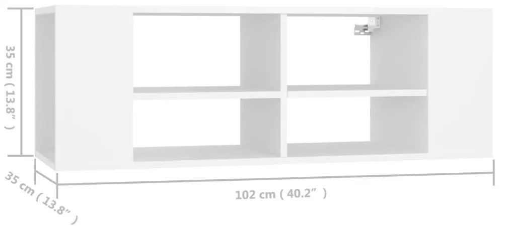 Έπιπλο Τηλεόρασης Κρεμαστό Λευκό 102x35x35 εκ από Επεξ. Ξύλο - Λευκό