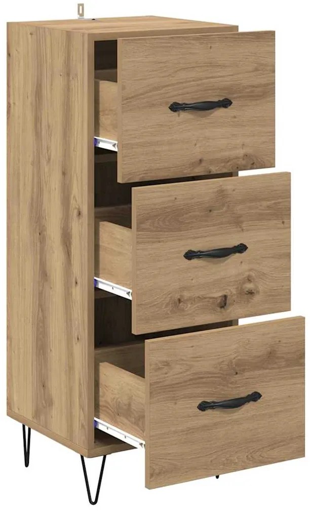 vidaXL Πλαϊνό γραφείο με συρτάρι artisan δρυς 34 x 34.5 x 90 εκ