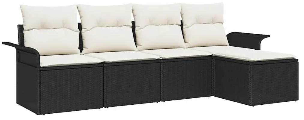 vidaXL Σετ Καναπέ Κήπου με μαξιλάρι 5 pcs Μαύρο Πολυ ράταν