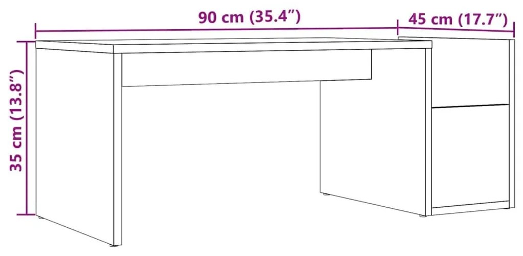 Τραπεζάκι Σαλονιού Artisan Δρυς 90x45x35 εκ. Επεξεργασμένο Ξύλο - Καφέ