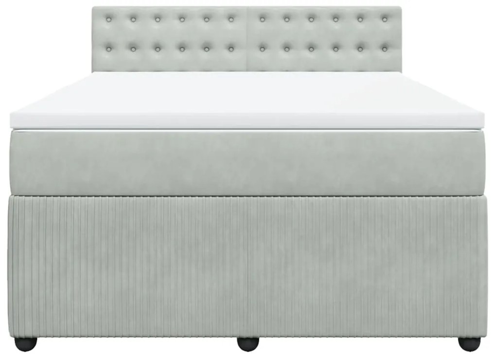 vidaXL Κρεβάτι Boxspring με Στρώμα Ανοιχτό Γκρι 140x190 εκ. Βελούδινο