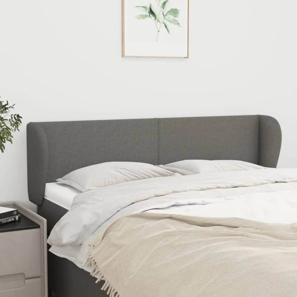Κεφαλάρι με Πτερύγια Σκούρο Γκρι 147 x 23 x 78/88εκ. Υφασμάτινο 3116863