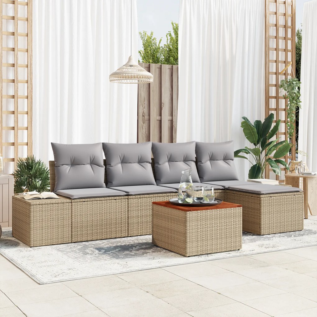 vidaXL Σετ Καθιστικού Κήπου 6 pcs Μπεζ, ανοιχτό γκρι