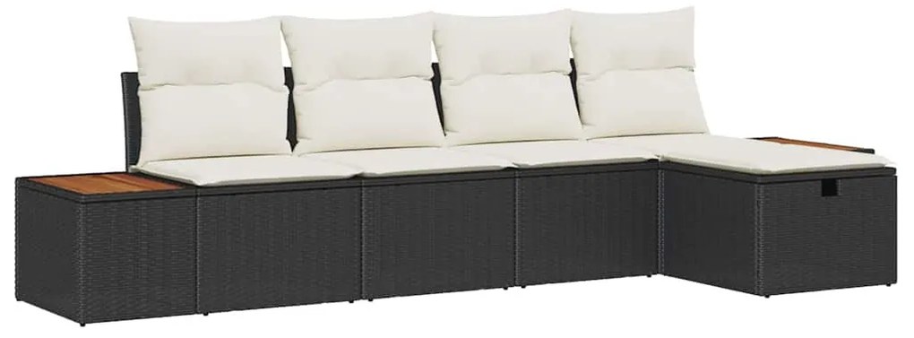 vidaXL Σετ Καναπέ Κήπου με μαξιλάρι 5 pcs Μαύρο Πολυ ράταν