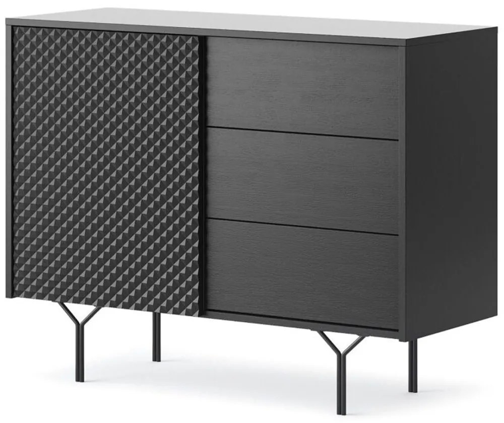 Μπουφές Με Συρτάρια Raven 97x38x83cm Anthracite Μελαμίνη,Μέταλλο