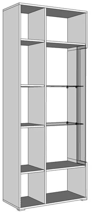 Βιτρίνα Enzo 2Κ VS1 Λευκό-Black Grey Wood-Λευκή Λάκα 77.5*35*190 εκ. 77.5x35x190 εκ.