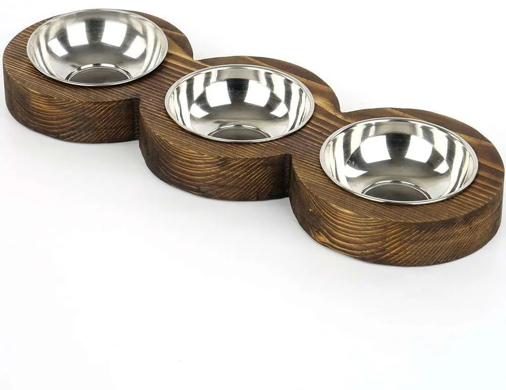 Μπωλ Φαγητού Κατοικιδίων 268EVL1392 48x16,5x3,5cm Walnut-Silver Hanah Home
