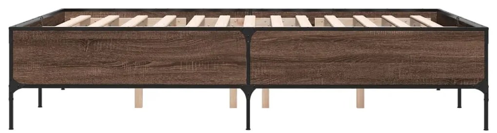 vidaXL Πλαίσιο Κρεβατιού Καφέ Δρυς 150x200 εκ. Επεξ. Ξύλο &amp; Μέταλλο