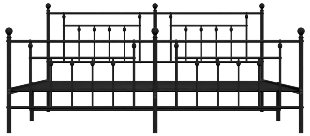 vidaXL Πλαίσιο Κρεβατιού με Κεφαλάρι&Ποδαρικό Μαύρο 200x200εκ. Μέταλλο