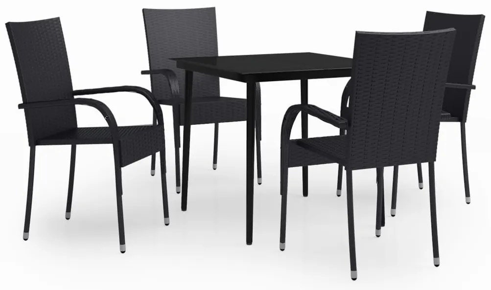 vidaXL Σετ Τραπεζαρίας Κήπου 5 Τεμαχίων Μαύρο