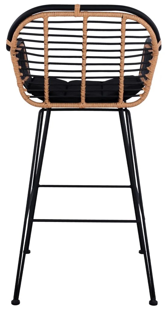 Σκαμπό Μπαρ ALLEGRA C5690 Μεταλλικό με Μαύρο - Μπέζ Wicker 55x60x109Υ εκ. 55x60x109 εκ.