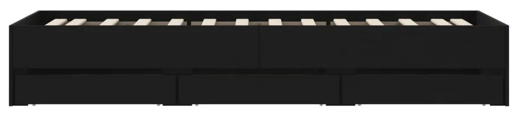 vidaXL Πλαίσιο Κρεβατιού με συρτάρια Μαύρο 90x200 εκ. Επεξεργ. Ξύλο