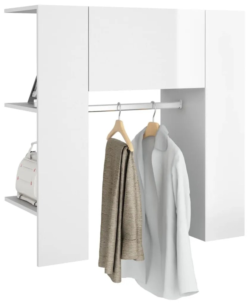 vidaXL Ντουλάπι Διαδρόμου Γυαλιστ. Λευκό 35x34x90εκ.Επεξεργασμένο Ξύλο