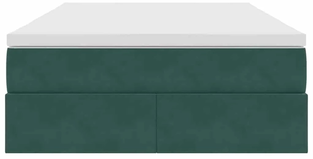 vidaXL Κρεβάτι με αποθηκευτικό χώρο και στρώμα Σκούρο Πράσινο