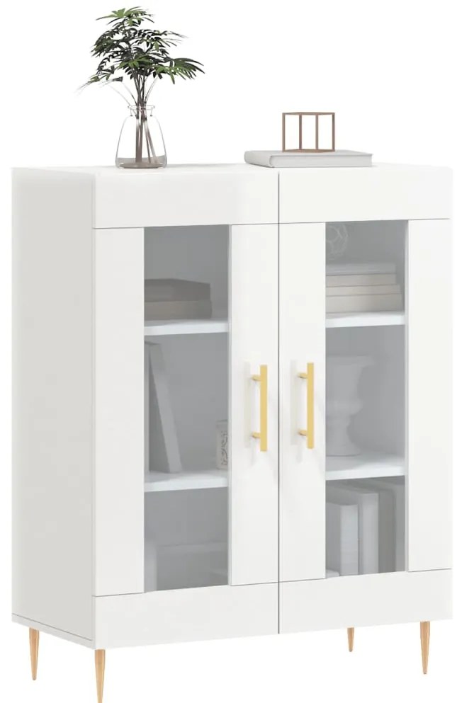 vidaXL Ντουλάπι Γυαλιστερό Λευκό 69,5x34x90 εκ. Επεξεργασμένο Ξύλο