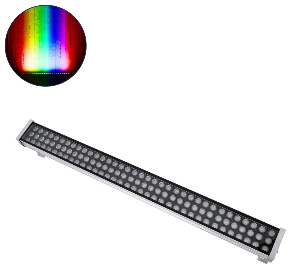 90218 GloboStar® GLOBOSTAR® WASHER-GAIA 90218 Μπάρα Φωτισμού Wall Washer LED 216W 18360lm 10° DC 24V Αδιάβροχο IP67 RGBW DMX512 Dimmable - Ασημί - Μ100 x Π10.2 x Υ9.5cm - 3 Χρόνια Εγγύηση