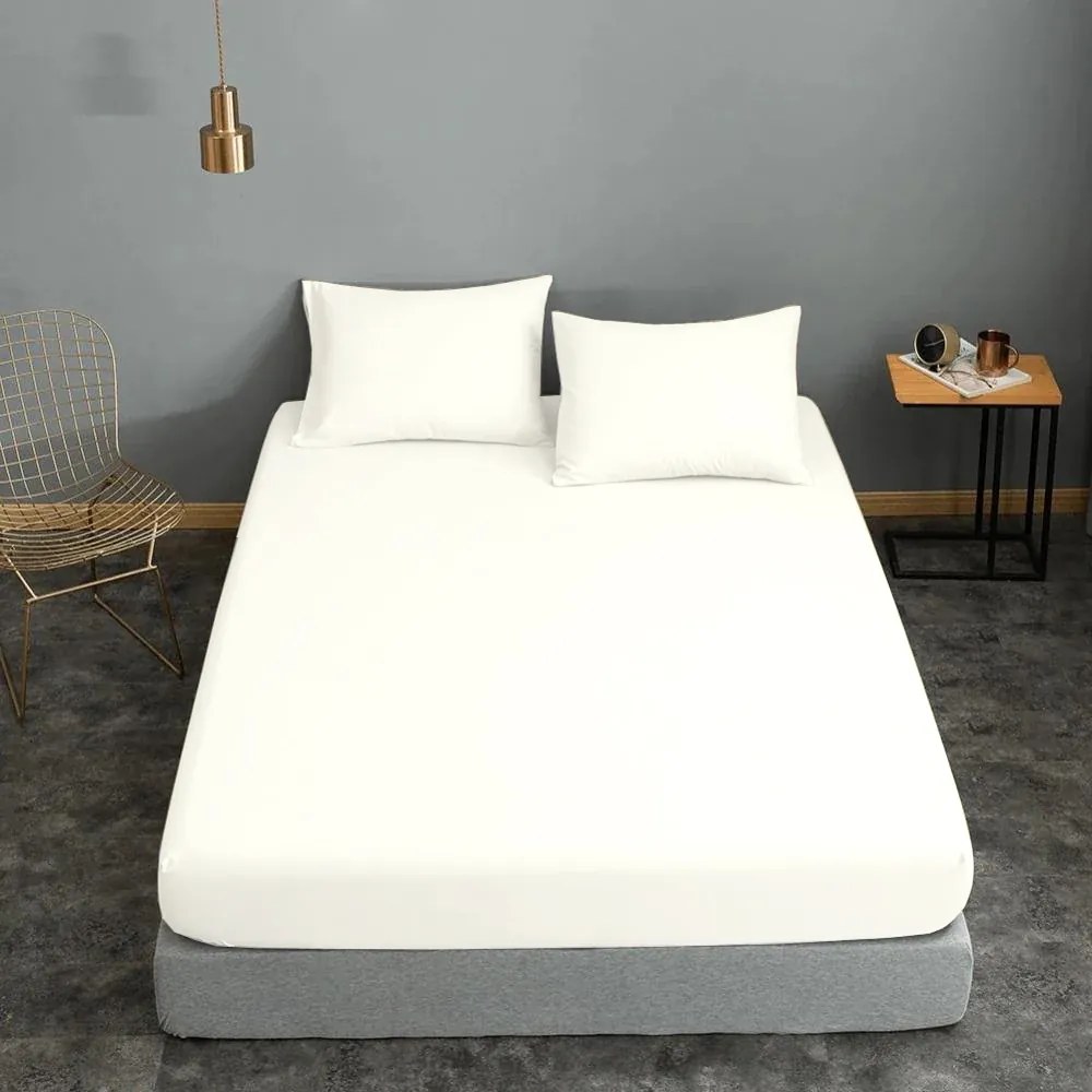 Ζεύγος Μαξιλαροθήκες Polycotton Μονόχρωμες 50x70εκ. White Komvos Home 7000139-45