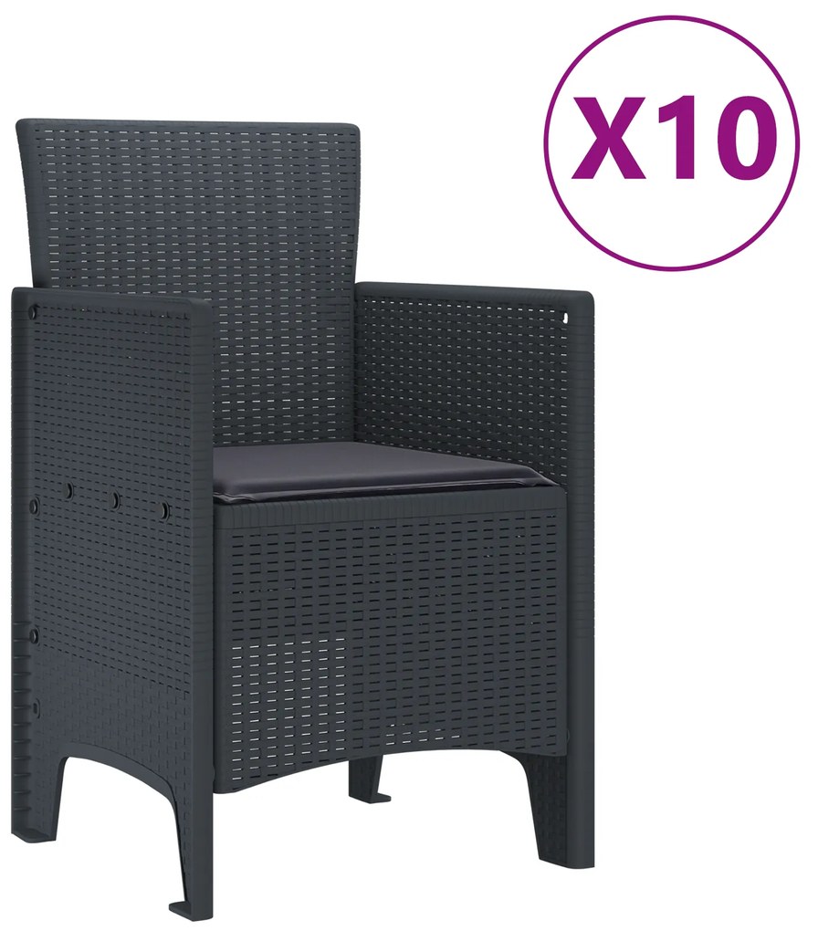 vidaXL Σετ Σερβιρίσματος Κήπου 11 Τεμαχίων με Μαξιλάρια Ανθρακί Πολυρατάν