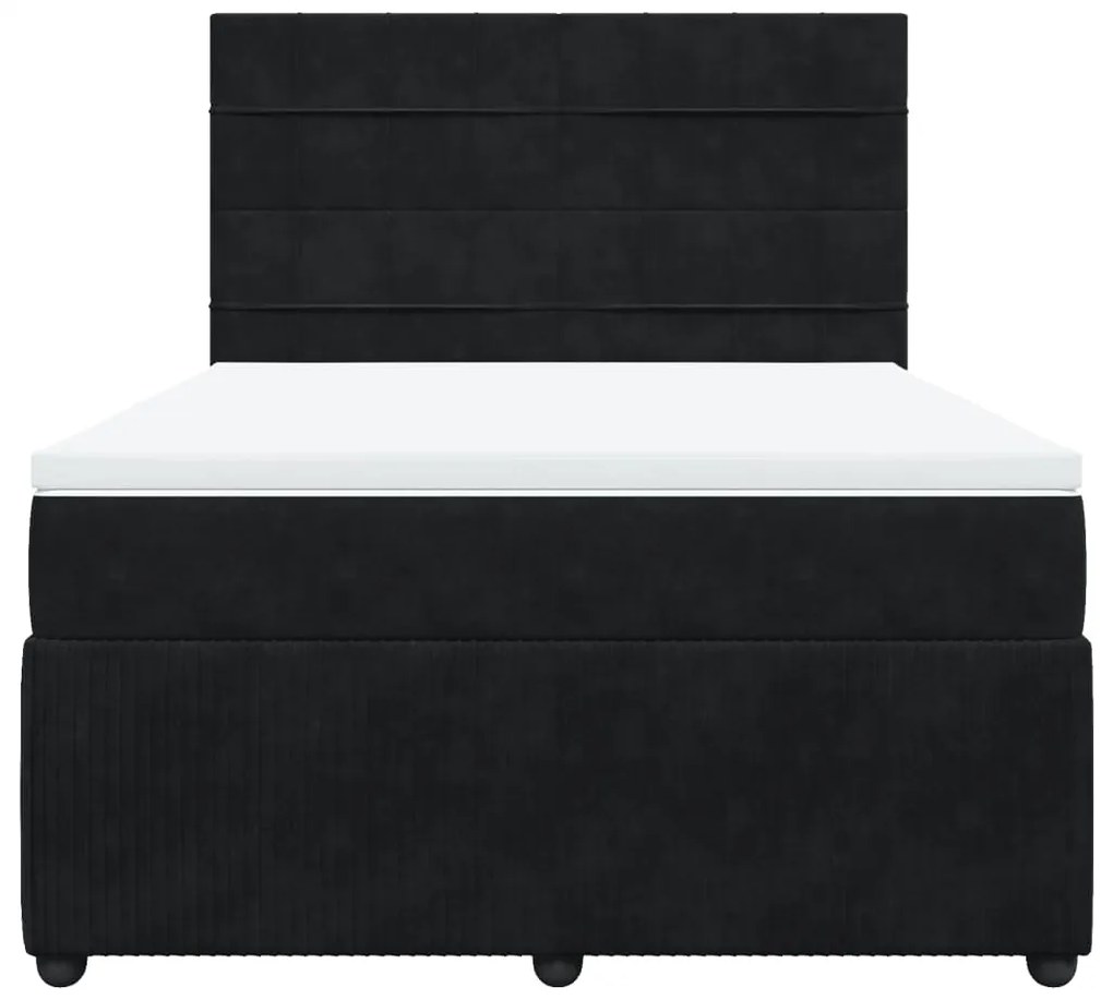 vidaXL Κρεβάτι Boxspring με Στρώμα Μαύρο 160x200 εκ. Βελούδινο
